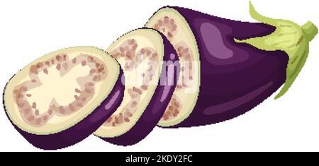 illustration vectorielle de dessin animé de tranche d'aubergine Illustration de Vecteur