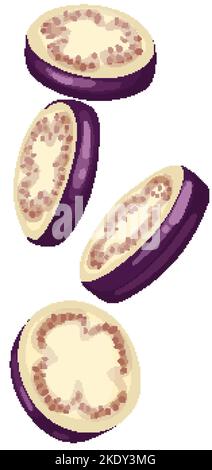 illustration vectorielle de dessin animé de tranche d'aubergine Illustration de Vecteur