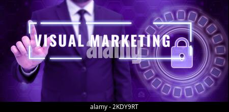 Légende de texte présentant Visual Marketing, concept Internet racontant l'histoire de votre marque ou produit par création Banque D'Images