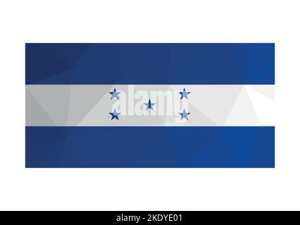 Illustration vectorielle. ensign officiel du Honduras. Drapeau national avec rayures et étoiles bleues et blanches. Design créatif en polyester bas avec triangul Illustration de Vecteur