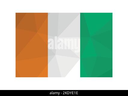 Illustration vectorielle. Symbole officiel de la Côte d'Ivoire. Drapeau national de la Côte d'ivoire de couleur orange, blanche et verte. Design créatif en poly basse avec Illustration de Vecteur