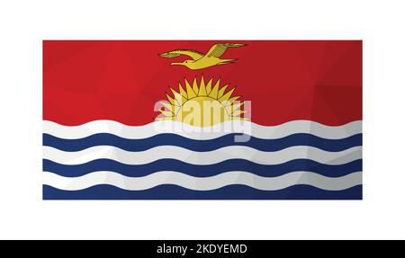 Illustration vectorielle. ensign officiel de Kiribati. Drapeau national avec mer, oiseau, soleil sur fond rouge. Design créatif en polyester bas avec triangul Illustration de Vecteur