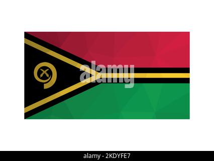 Illustration vectorielle. ensign officiel de Vanuatu. Drapeau national en rouge, vert, noir et jaune. Design créatif en polyester bas avec triangul Illustration de Vecteur