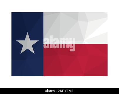 Illustration vectorielle. ensign officiel du Texas (État des États-Unis). Drapeau national avec étoiles et rayures bleues, blanches et rouges. Conception créative dans un style polygonal wi Illustration de Vecteur