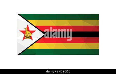 Illustration vectorielle. Symbole officiel du Zimbabwe ; drapeau national. Design créatif dans le style bas poly avec des formes triangulaires. Illustration de Vecteur