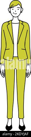 Illustration simple de dessin de ligne de femme senior en costume, femme gestionnaire, femme de carrière. Illustration de Vecteur