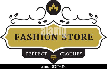 Un design de luxe et créatif pour le logo de la boutique de mode dans des couleurs noires et dorées Illustration de Vecteur