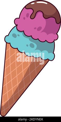 Une glace kawaii verticale sur fond blanc Illustration de Vecteur