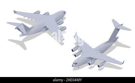 Isométrique C-17 Globemaster III est un gros avion de transport militaire. Aviation militaire. Aéroglisseur stratégique et tactique Illustration de Vecteur