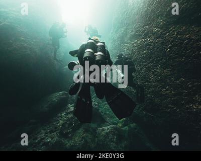 La formation technique de plongée sous-marine à Gozo, Malte Banque D'Images