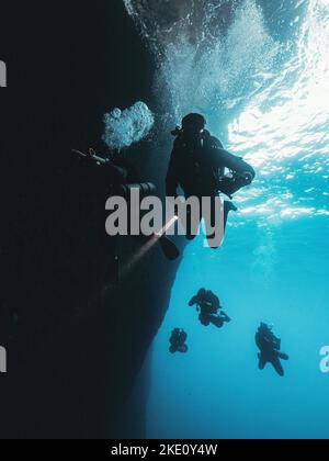 La formation technique de plongée sous-marine à Gozo, Malte Banque D'Images