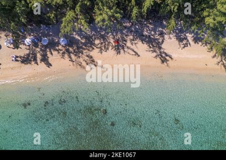 Une vue aérienne de la plage de Boucan-Canot à l'ouest de l'île de la Réunion par une journée ensoleillée Banque D'Images