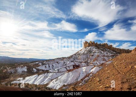 Formations de grès dans l'Utah, États-Unis en hiver. Beaux paysages insolites. Banque D'Images