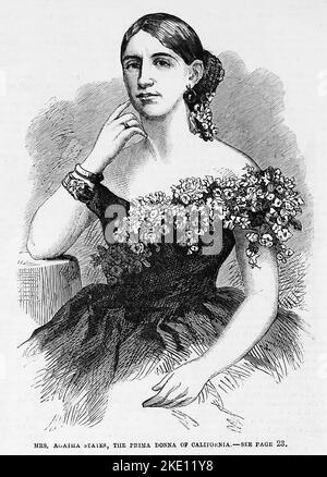 Portrait de Mme Agatha, la Prima donna de la Californie. 1863. Illustration de la guerre de Sécession de 19th siècle dans le journal illustré de Frank Leslie Banque D'Images