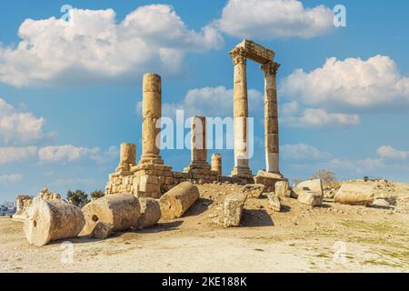 La citadelle et le Temple d'Hercules, Jabal al-Qa à Amman, Jordanie. Banque D'Images
