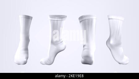 Vector 3D chaussettes longues réalistes avec ombre isolée sur fond blanc. Vêtements sox athlétiques mi-mollet, maquette. Modèle mockup vêtements de sport pour jouer au football ou au basket-ball. Illustration de Vecteur