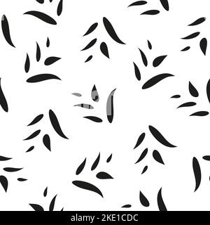 Motif abstrait noir et blanc sans coutures avec silhouettes feuilles. Illustration de Vecteur