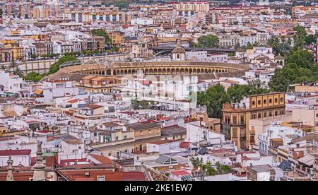 Ariel vue sur les arènes de Séville Banque D'Images