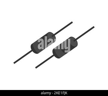 Diode, diode Zener, diode d'alarme, diode électroluminescente, logo de composant d'ampoule. Pièce électronique ou composant sur fond blanc. Illustration de Vecteur