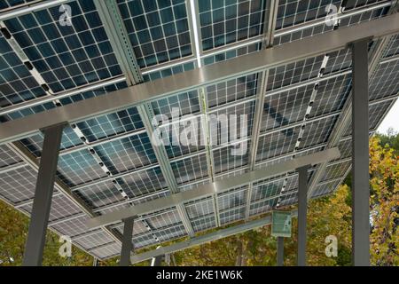 panneaux solaires pour charger des vélos électriques dans la ville dans le quartier de l'université Banque D'Images