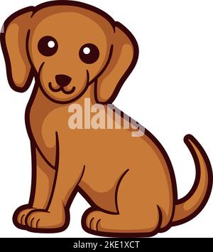 Un joli dessin animé kawaii représentant un chien souriant sur fond blanc Illustration de Vecteur