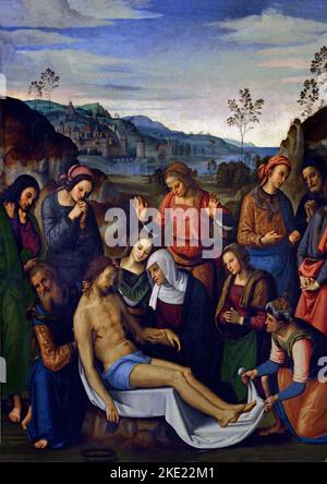 La lamentation sur les morts Christ Pietro Perugino (Città della Pieve, Pérouse 1448 vers – Fontignano, Pérouse 1523) Piti place Florence, Italie, Italien. Banque D'Images