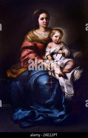 Madonna du Rosaire par Bartolome Esteban Murillo 1617-1782 Espagne peintre baroque espagnol Banque D'Images