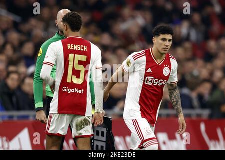 AMSTERDAM - (lr) Devyne Rensch d'Ajax, Jorge Sanchez d'Ajax lors du match hollandais entre AFC Ajax et vitesse à l'arène Johan Cruijff sur 9 novembre 2022 à Amsterdam, pays-Bas. ANP MAURICE VAN STEEN Banque D'Images
