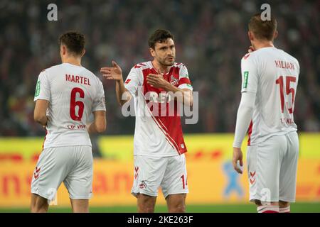 De gauche à droite Eric MARTEL (K), Jonas HECTOR (K), Luca KILIAN (K) Soccer 1. Bundesliga, 14.matchday, FC Cologne (K) - Gayer Leverkusen (LEV) 1: 2 sur 9 novembre 2022 à Koeln/ Allemagne. #La réglementation DFL interdit toute utilisation de photographies comme séquences d'images et/ou quasi-vidéo # Banque D'Images