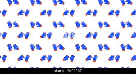 Motif sans couture avec paires de gants tricotés avec flocons de neige. Arrière-plan confortable avec gants en laine. Motif hiver, Noël ou nouvel an pour le papier de scrapbooking ou d'emballage. Illustration vectorielle plate Illustration de Vecteur