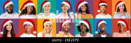 Groupe multiculturel de gens heureux ayant la fête du nouvel an Banque D'Images