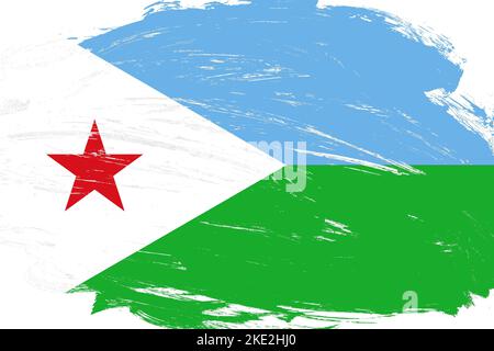 Pinceau usé peint drapeau de djibouti sur fond blanc Banque D'Images