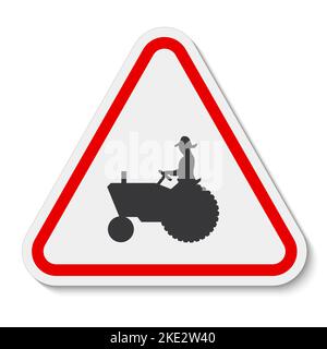 Panneau de croisement des machines agricoles sur fond blanc Illustration de Vecteur