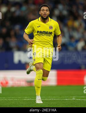 Arnaut Danjuma de Villarreal CF pendant le match de la Liga entre le RCD Espanyol et Villarreal CF a joué au stade RCDE sur 09 novembre 2022 à Barcelone, Espagne. (Photo de Sergio Ruiz / PRESSIN) Banque D'Images