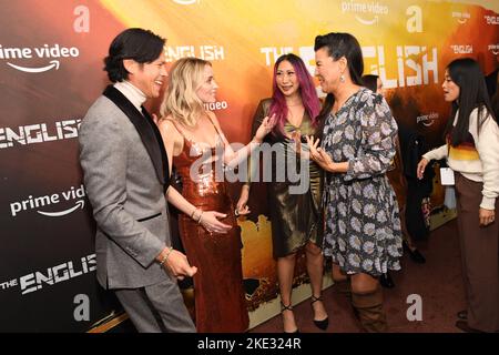 New York, États-Unis. 09th novembre 2022. (G-D) Chaske Spencer, Emily Blunt, Clarice Lam et Kimberly Guerrero assistent à la première en anglais qui s'est tenue au Metrograph à New York, NY on 9 novembre 2022. (Photo par Efren Landaos/Sipa USA) crédit: SIPA USA/Alay Live News Banque D'Images