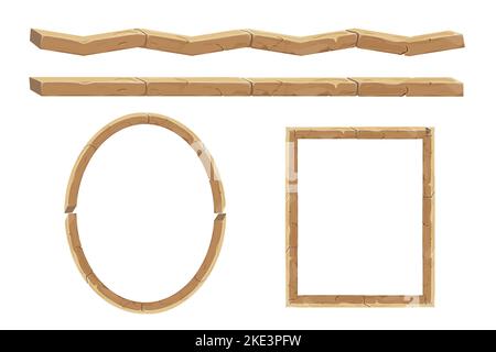 Cadre en pierre, coin médiéval antique de style dessin animé, isolé sur fond blanc. Décoration de jeux, menu. Illustration vectorielle Illustration de Vecteur