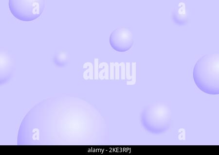 arrière-plan de couleur lavande 3d sphères. Balles abstraites volantes, formes rondes géométriques avec éclat brillant et dégradé. Modèle lilas ou violet Illustration de Vecteur