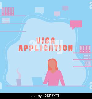 Affiche textuelle indiquant l'application Visa. Concept désigne un processus d'obtention d'un permis d'entrée sur une terre étrangère Banque D'Images