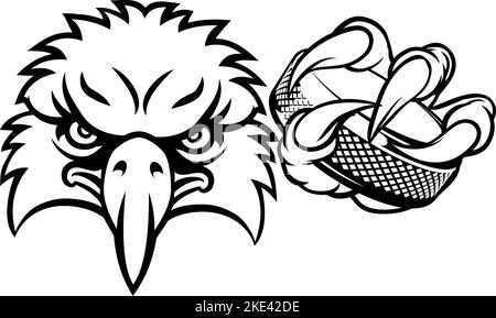 Joueur de Hockey sur Glace Eagle Sports Animal Mascot Illustration de Vecteur