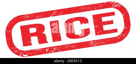 RIZ, texte inscrit sur le signe rouge du timbre rectangle. Banque D'Images