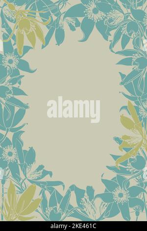 Élégante monture verticale à motif fleuri dessiné à la main. Cadre en forme de fleur doodle pasque Illustration de Vecteur