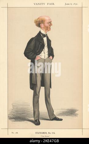 LE CARICATURE DE L'ESPION VANITY FAIR Thomas Hughes, romancier « Tom Brown ». Par Cecioni 1872 Banque D'Images