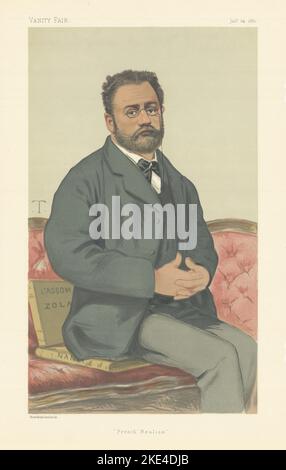 VANITY FAIR SPY CARICATURE Emile Zola romancier "French Realism" dramaturge 1880 Banque D'Images
