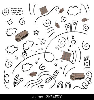 Un joli petit coolé avec des objets chauds et confortables Illustration de Vecteur