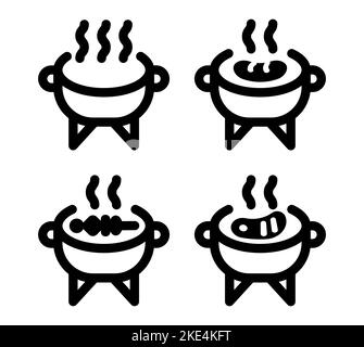 Jeu d'icônes de la ligne barbecue. Icônes de traits fins définies. Icônes vectorielles simples eps10. Illustration de Vecteur