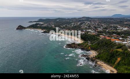 Vue aérienne de la plage de Flyns à Port Macquarie, Australie Banque D'Images