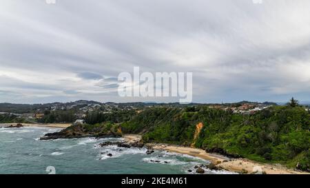 Vue aérienne de la plage de Flyns à Port Macquarie, Australie Banque D'Images