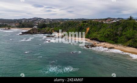Vue aérienne de la plage de Flyns à Port Macquarie, Australie Banque D'Images