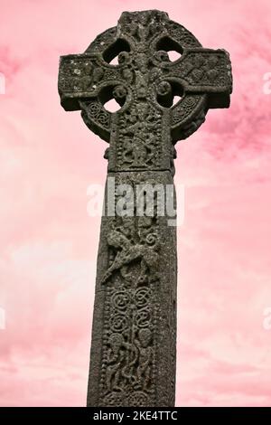 Drumcliff Celtic High Cross face est, Drumcliff Monastère, Comté de Sligo, Irlande Banque D'Images