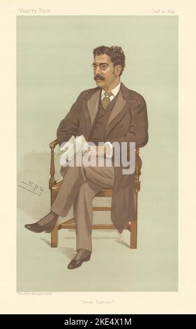 LE DESSIN ANIMÉ CLÉMENT King, UN ESPION DE VANITY FAIR, est plus court que trois éditeurs. Journaliste 1894 Banque D'Images